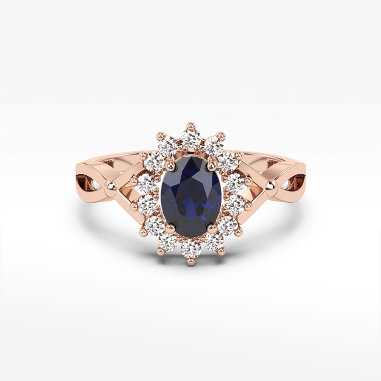 Pierścionek z szafirem i diamentami