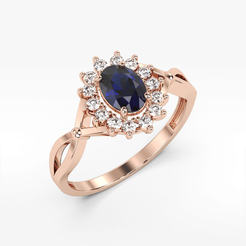 Pierścionek z szafirem i diamentami