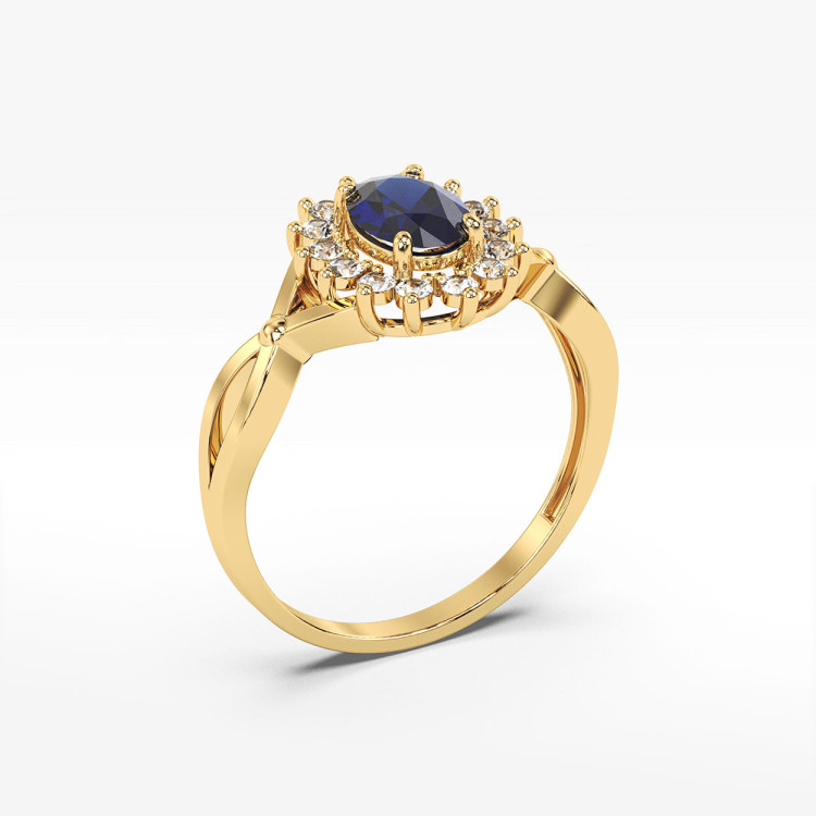 Pierścionek z szafirem i diamentami