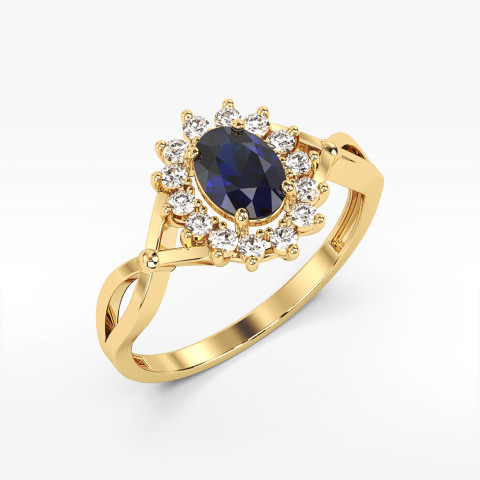 Pierścionek z szafirem i diamentami