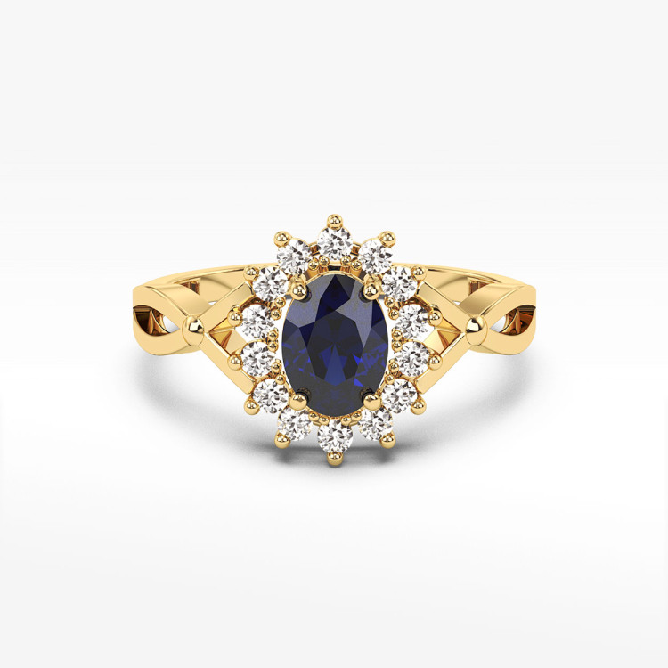 Pierścionek z szafirem i diamentami