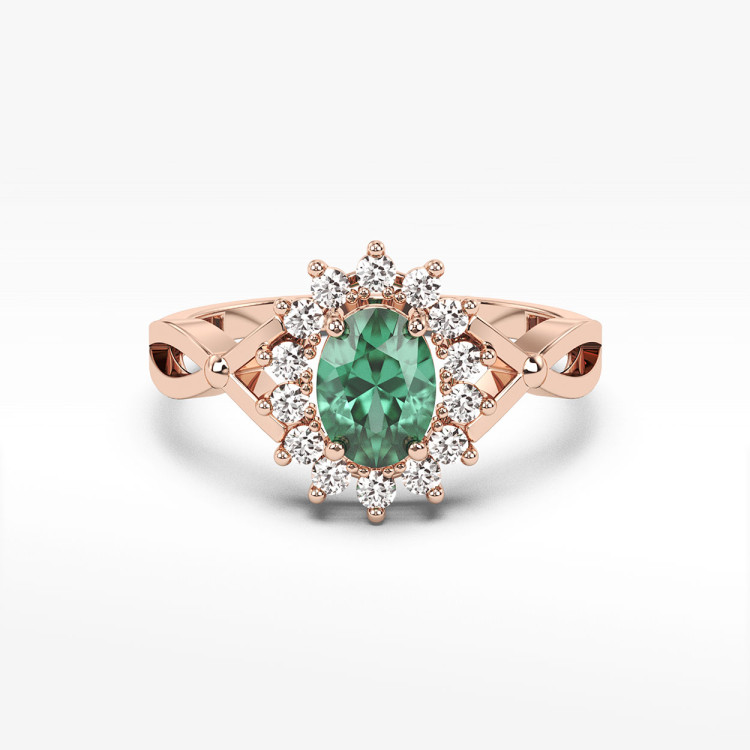 Pierścionek ze szmaragdem i diamentami