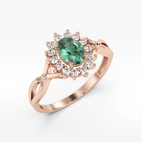 Pierścionek ze szmaragdem i diamentami