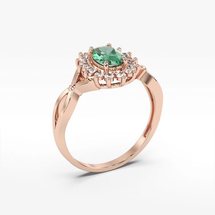 Pierścionek ze szmaragdem i diamentami