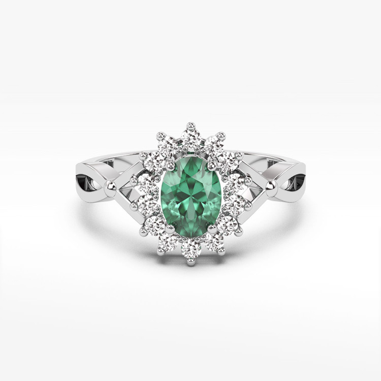 Pierścionek ze szmaragdem i diamentami