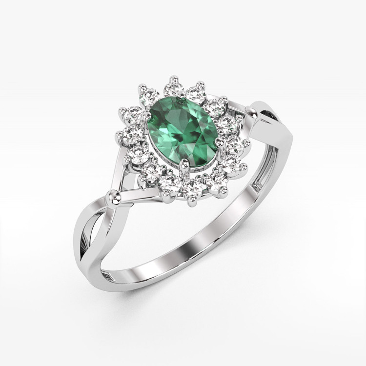 Pierścionek ze szmaragdem i diamentami