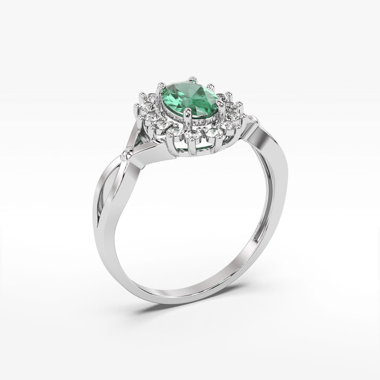 Pierścionek ze szmaragdem i diamentami
