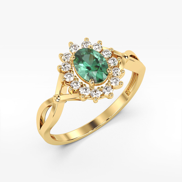 Pierścionek ze szmaragdem i diamentami