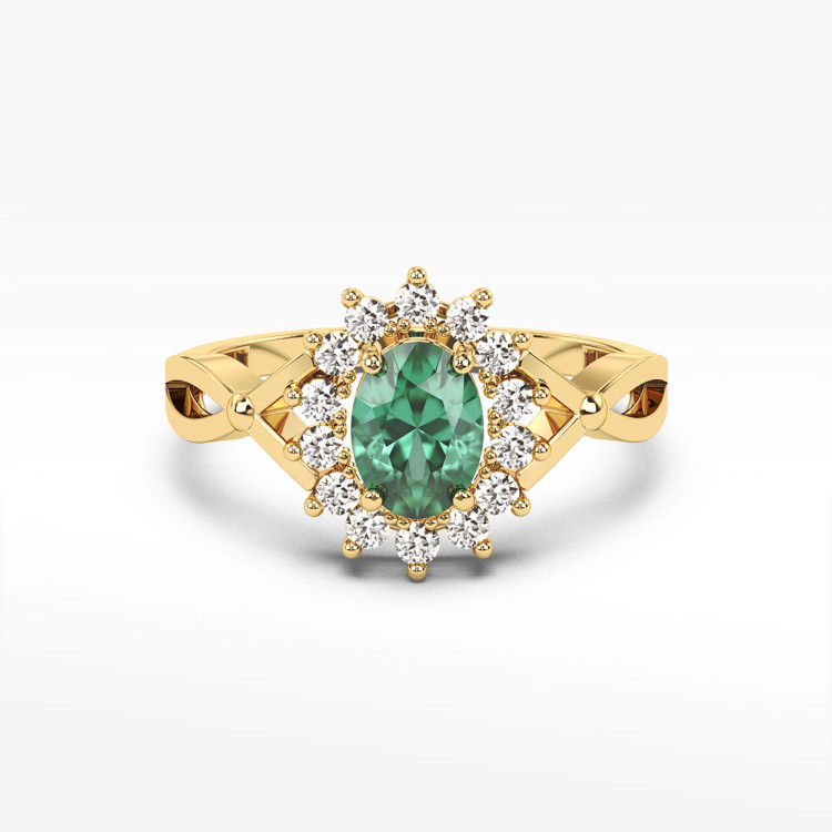 Pierścionek ze szmaragdem i diamentami