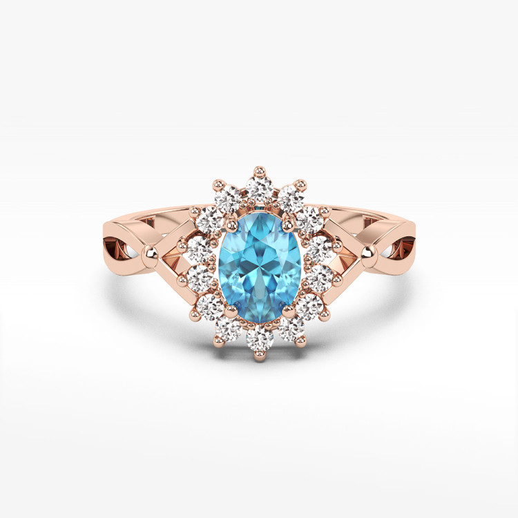 Pierścionek ze topazem i diamentami