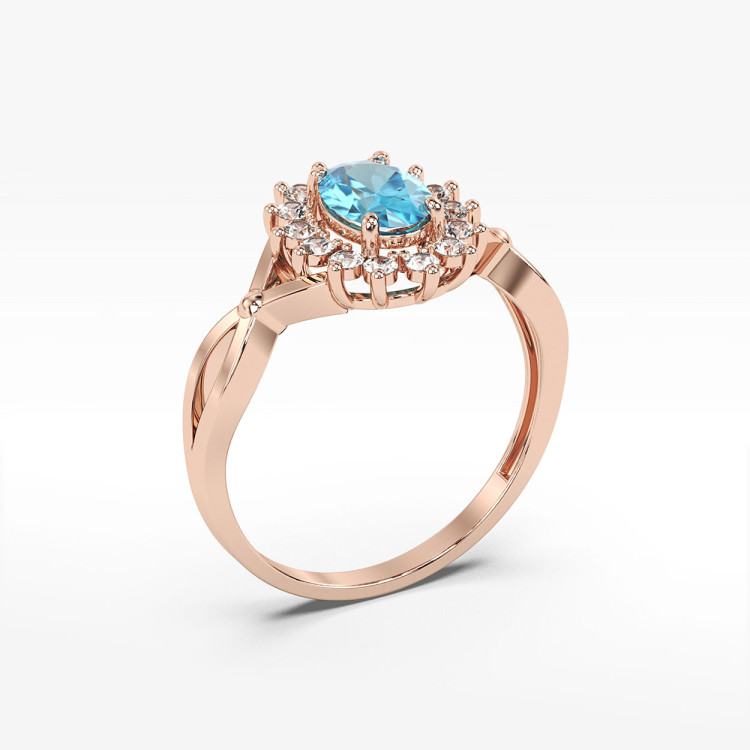 Pierścionek ze topazem i diamentami