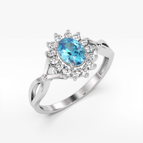 Pierścionek ze topazem i diamentami