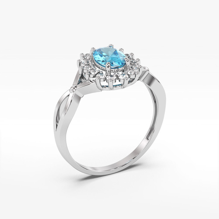 Pierścionek ze topazem i diamentami