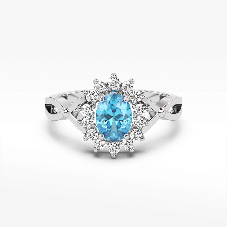 Pierścionek ze topazem i diamentami