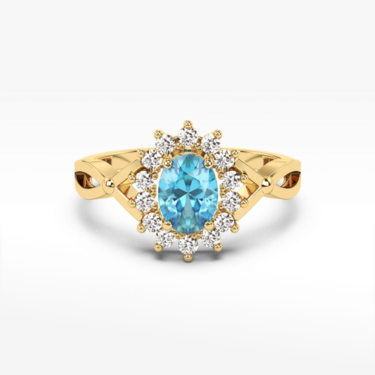 Pierścionek ze topazem i diamentami