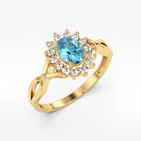 Pierścionek ze topazem i diamentami