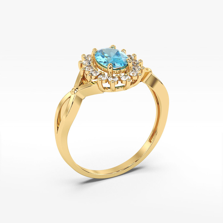 Pierścionek ze topazem i diamentami