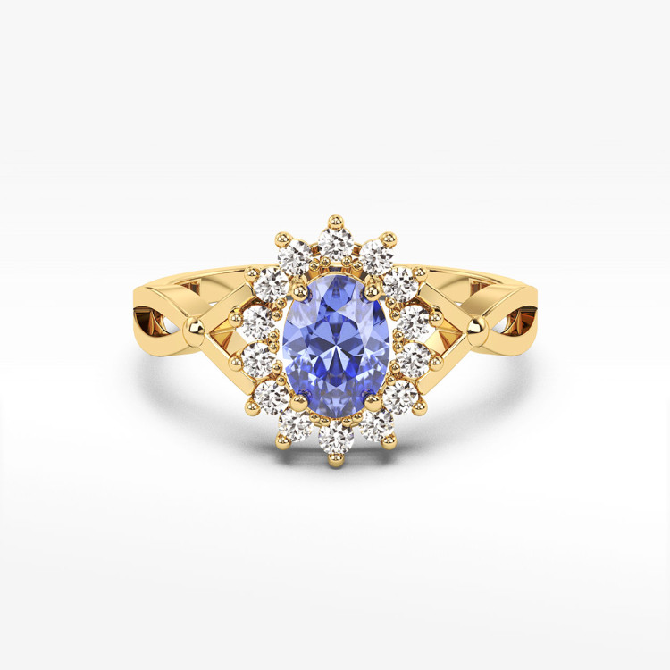 Pierścionek z tanzanitem i diamentami