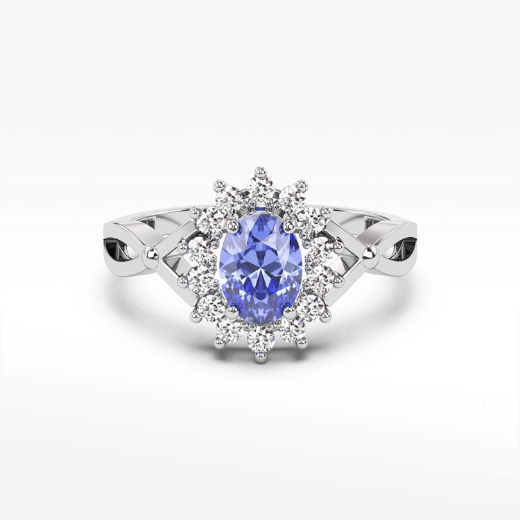 Pierścionek z tanzanitem i diamentami