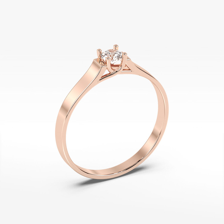 Pierścionek z różowego złota z diamentem