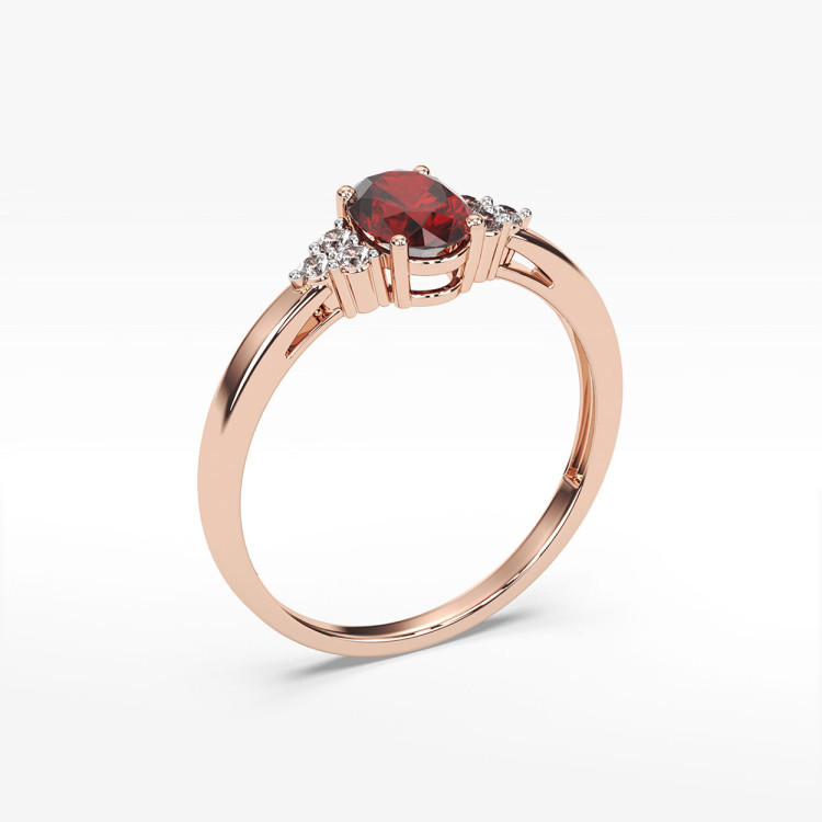 Pierścionek z rubinem i diamentami