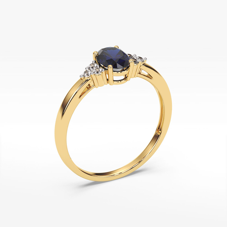Pierścionek z szafirem i diamentami