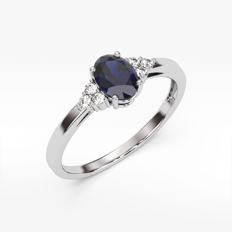 Pierścionek z szafirem i diamentami