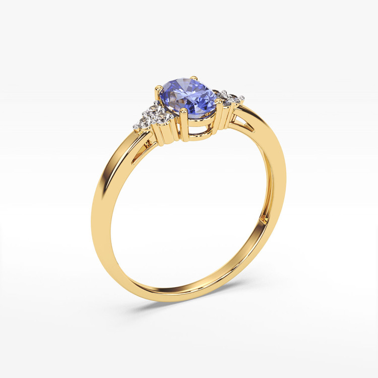 Pierścionek z tanzanitem i diamentami
