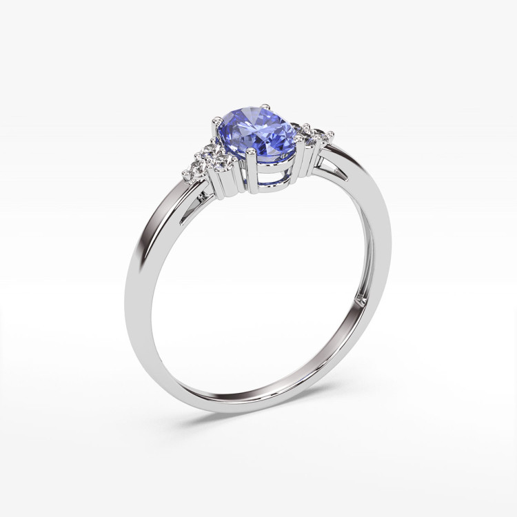Pierścionek z tanzanitem i diamentami