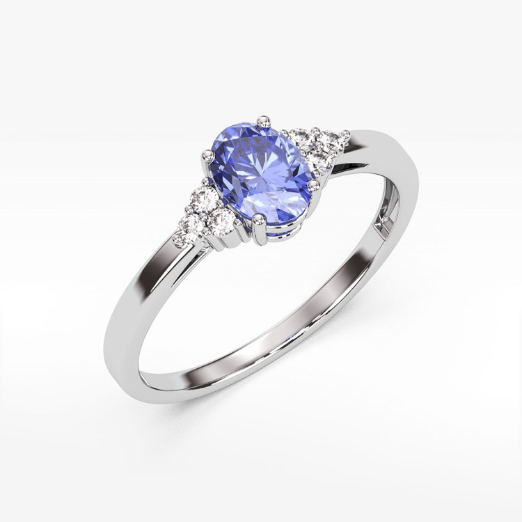 Pierścionek z tanzanitem i diamentami