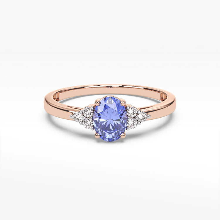 Pierścionek z tanzanitem i diamentami