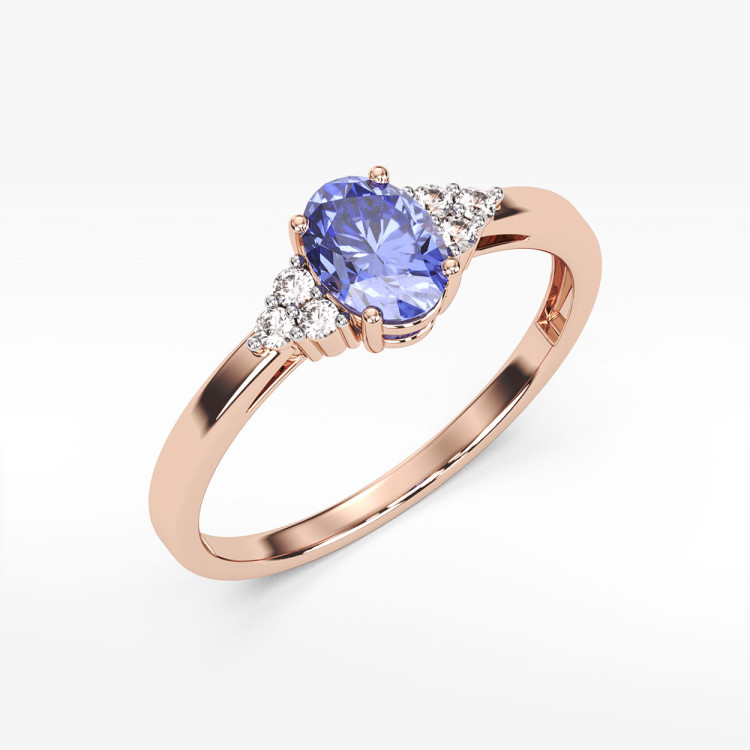 Pierścionek z tanzanitem i diamentami