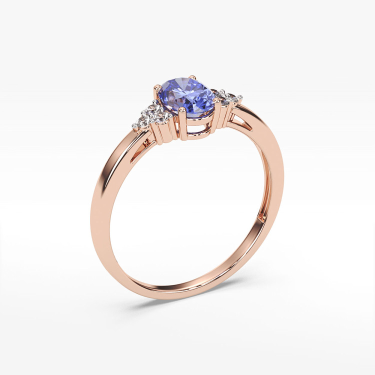 Pierścionek z tanzanitem i diamentami