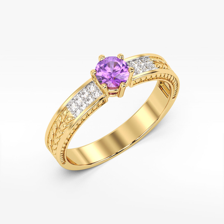 Pierścionek z ametystem i diamentami