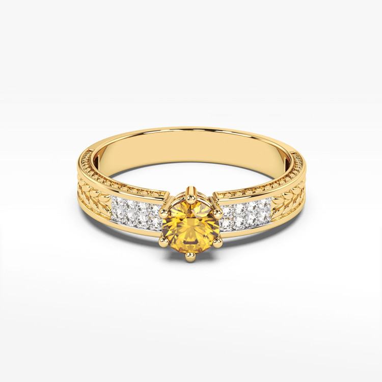 Pierścionek z cytrynem i diamentami