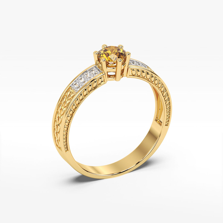 Pierścionek z cytrynem i diamentami