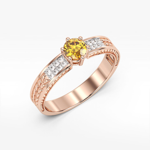 Pierścionek z cytrynem i diamentami