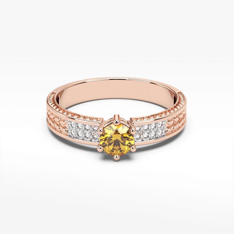 Pierścionek z cytrynem i diamentami