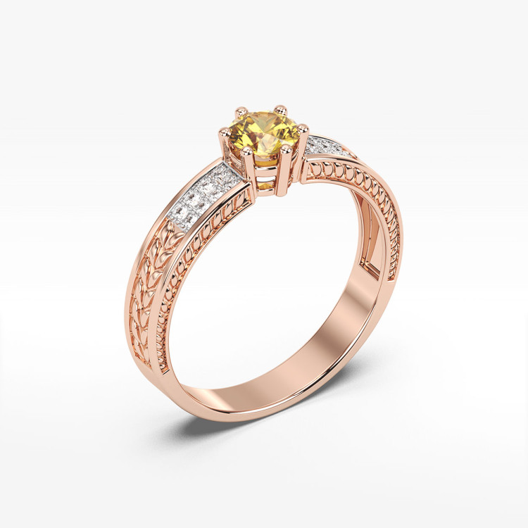 Pierścionek z cytrynem i diamentami