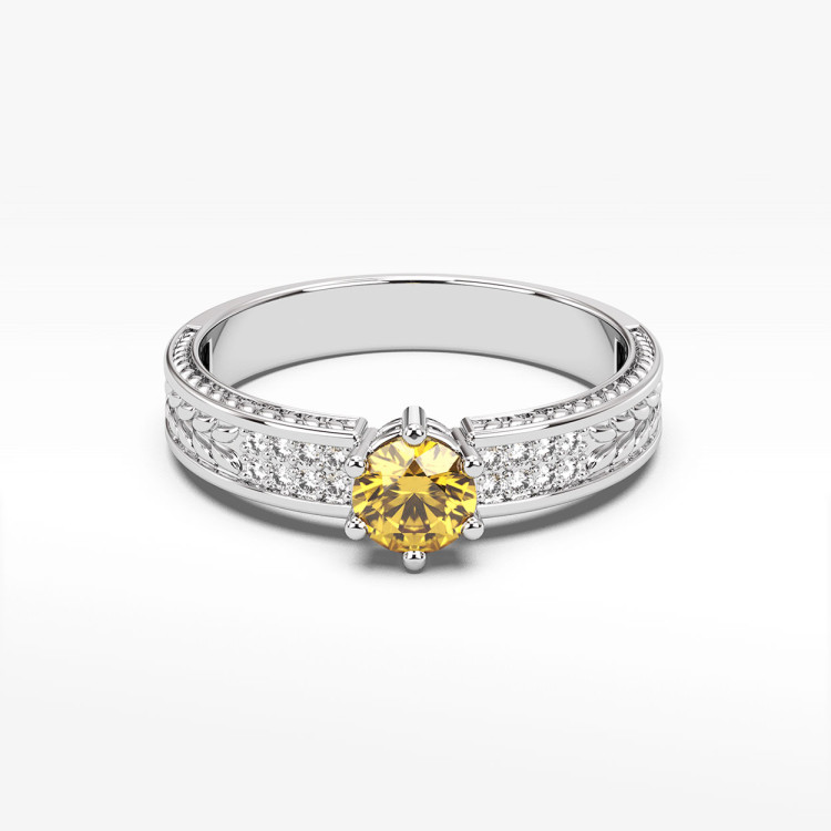 Pierścionek z cytrynem i diamentami