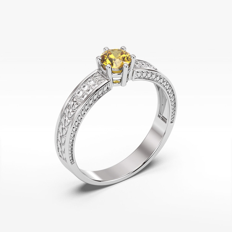 Pierścionek z cytrynem i diamentami