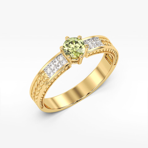 Pierścionek z oliwinem i diamentami