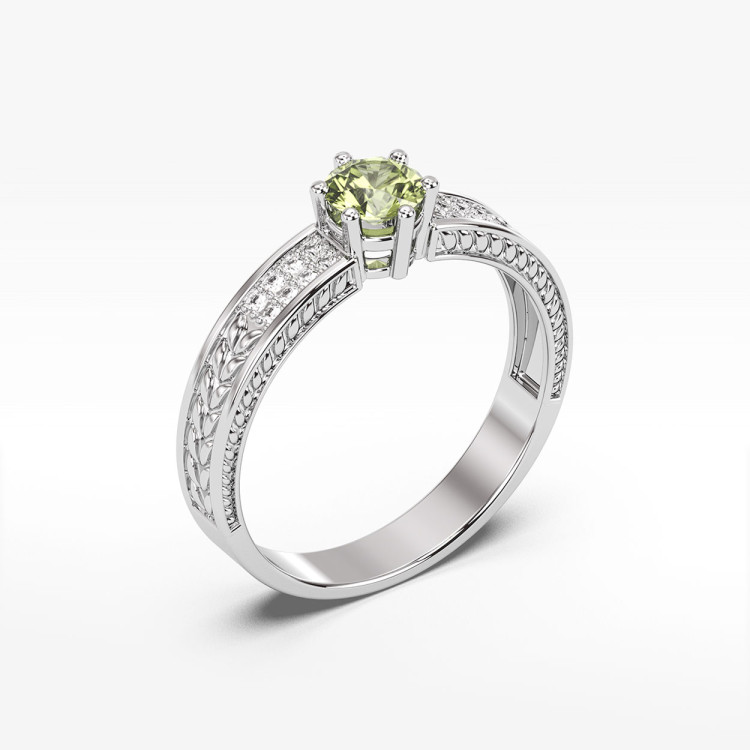 Pierścionek z oliwinem i diamentami