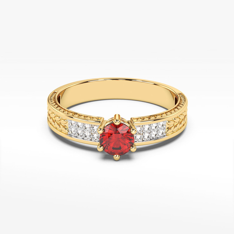 Pierścionek z rubinem i diamentami