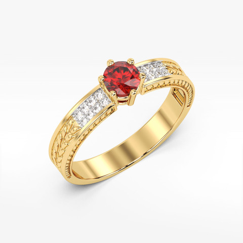 Pierścionek z rubinem i diamentami