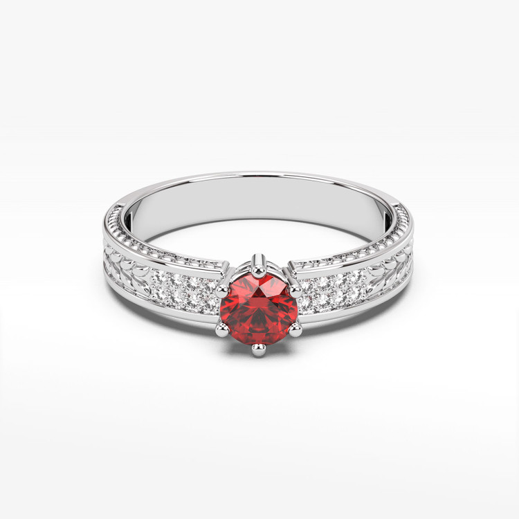 Pierścionek z rubinem i diamentami