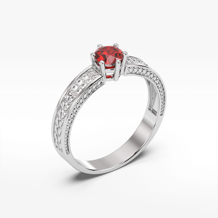Pierścionek z rubinem i diamentami