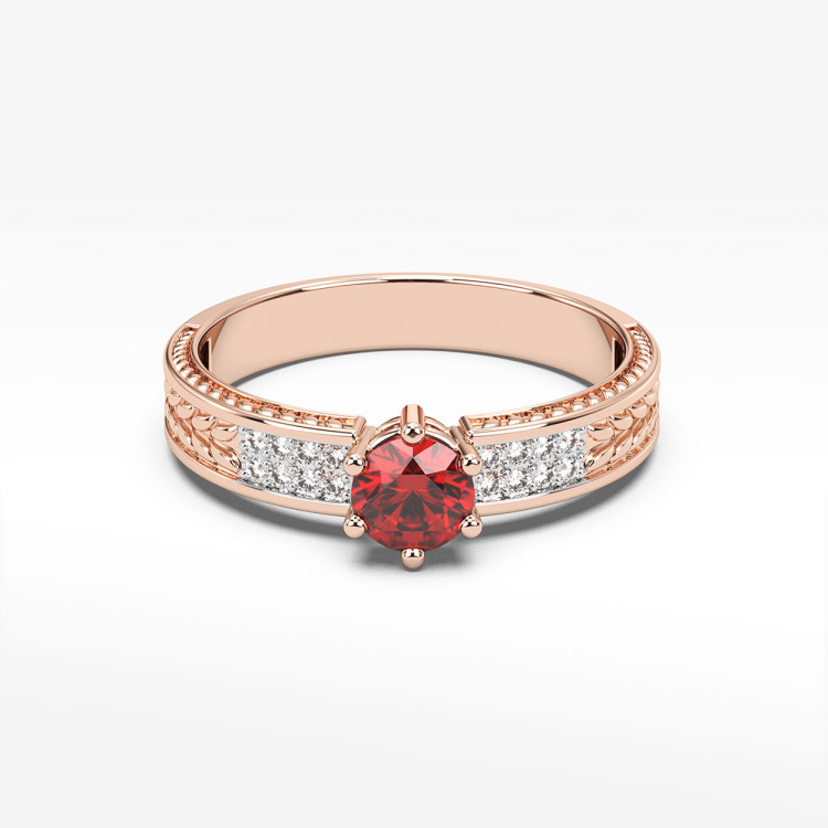 Pierścionek z rubinem i diamentami