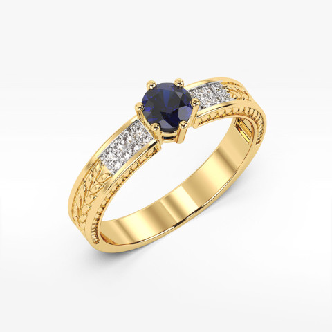 Pierścionek z szafirem i diamentami