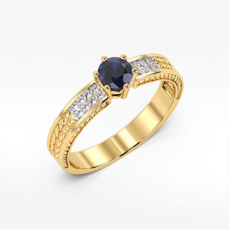 Pierścionek z szafirem i diamentami